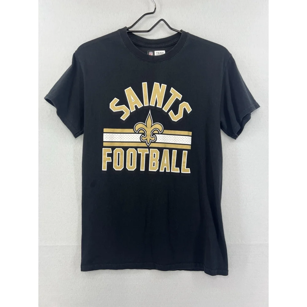 NFL Team Apparel New Orleans Saints Men’s Small Black/Gold Short Sleeve Shirt - Picture 2 of 10